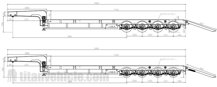 4 Axle 80 Ton Low Bed Truck Trailer for Sale Drawing